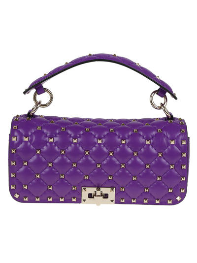 Shop Valentino Garavani Rockstud Foldover Top Tote Bag In Purple