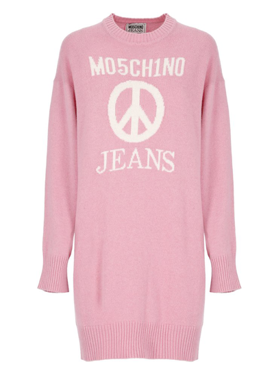 Shop Moschino Jeans Logo Intarsia In Pink