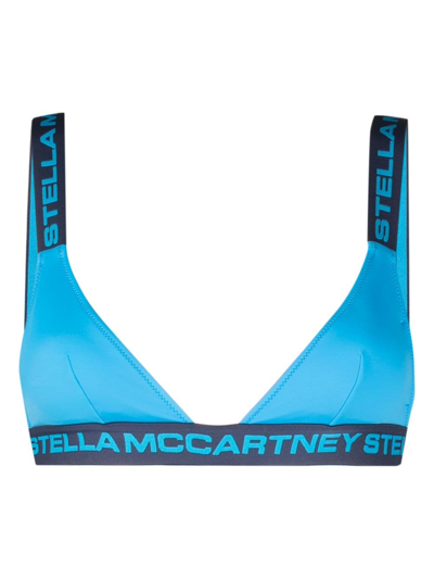 Shop Stella Mccartney Logo-embellished Bralette Bikini Top In Blue
