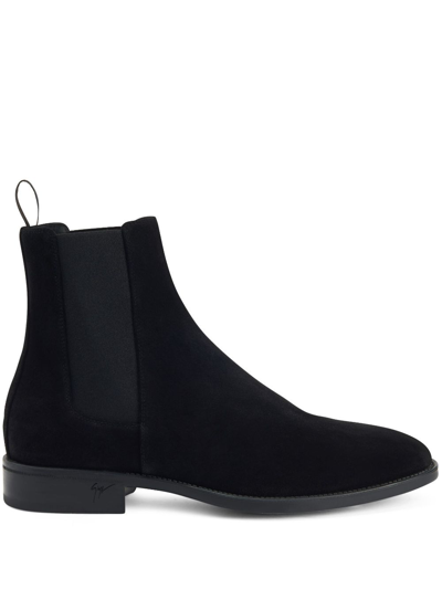 Shop Giuseppe Zanotti Ryim Elasticated-panel Velvet Boots In Black