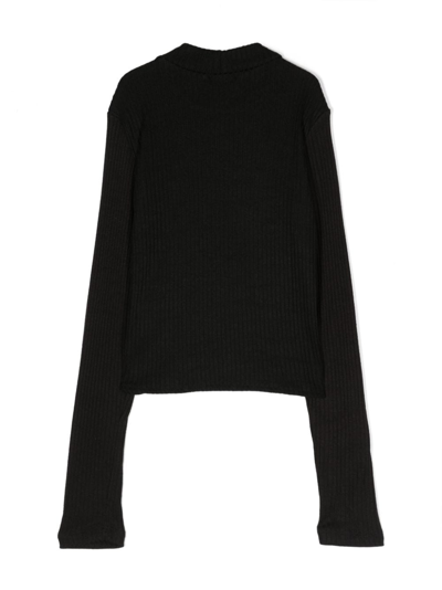 Shop Pinko Logo-embroidered Ribbed Jumper In Black