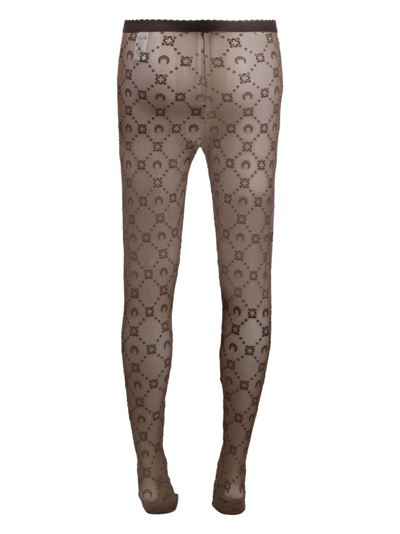 Shop Marine Serre Motif-pattern High-waisted Tights In Brown