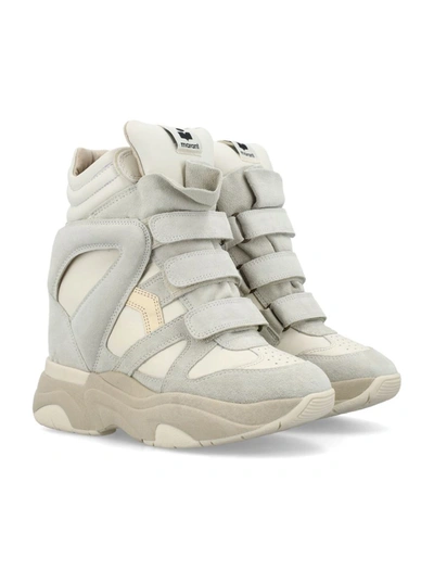 Isabel Marant Women Balskee Suede Sneakers With 90mm Heel In White