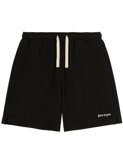 Shop Palm Angels Black Logo-embroidered Cotton Track Shorts