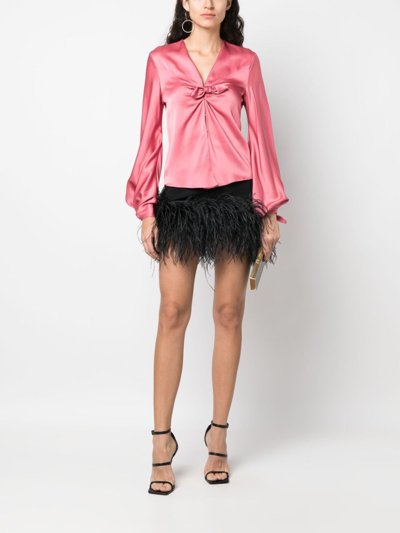 Del Core Satin-finish Knot-detail Blouse In Pink