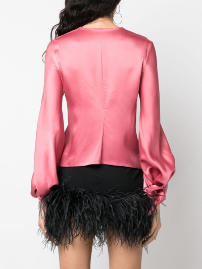 Del Core Satin-finish Knot-detail Blouse In Pink
