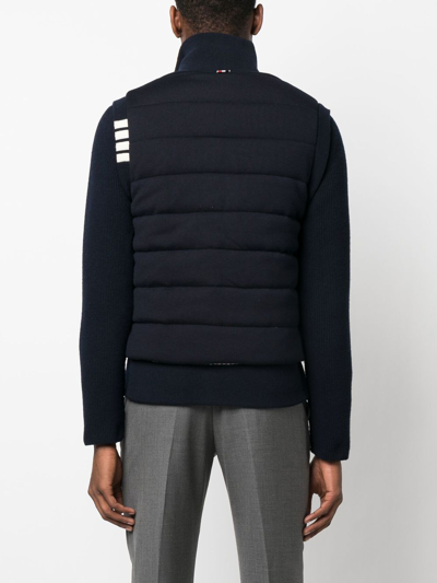 Shop Thom Browne Stripe-detail Padded Jacket In Blue