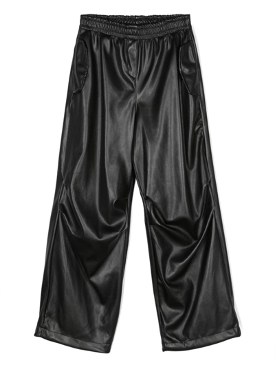 Shop Pinko High-waisted Wide-leg Trousers In Black