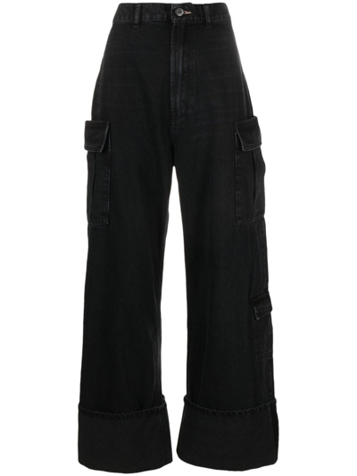 Shop 3x1 High-waisted Cargo Trousers In Black
