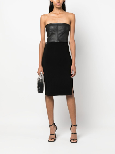 Shop Norma Kamali High-waist Side-slit Pencil Skirt In Black