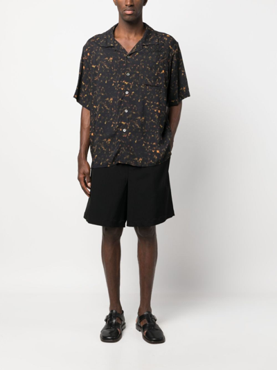 Shop Rhude Abstract-print Logo-embroidered Shirt In Black