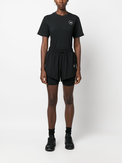 Adidas By Stella Mccartney Truepurpose Layered Perforated Recycled-shell And Stretch Shorts In Black