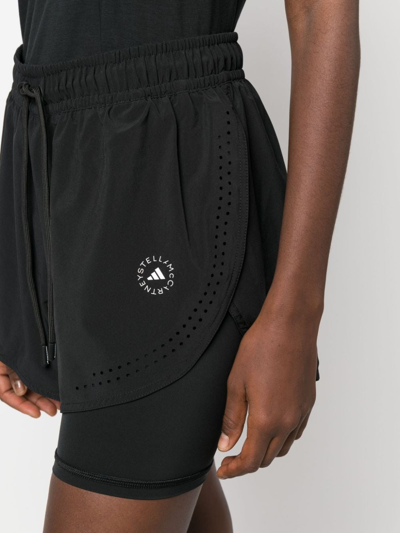 Adidas By Stella Mccartney Truepurpose Layered Perforated Recycled-shell And Stretch Shorts In Black