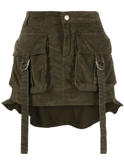 Shop Blumarine Cotton-blend Cargo Miniskirt In Green