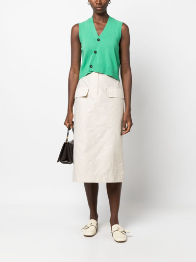 The Garment Asymmetric V-neck Knit Vest In Green