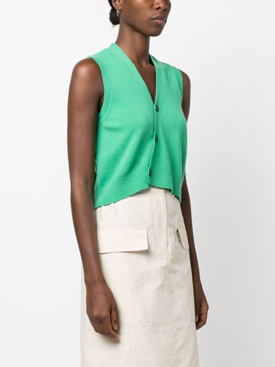 The Garment Asymmetric V-neck Knit Vest In Green