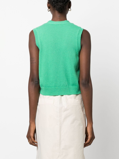 The Garment Asymmetric V-neck Knit Vest In Green