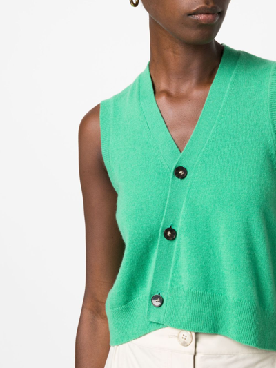 The Garment Asymmetric V-neck Knit Vest In Green