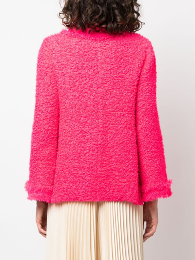Shop Charlott Round-neck Frayed Tweed Jacket In Pink