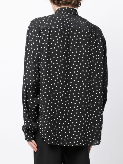Shop Nicolas Andreas Taralis Polka-dot Long-sleeve Shirt In Black