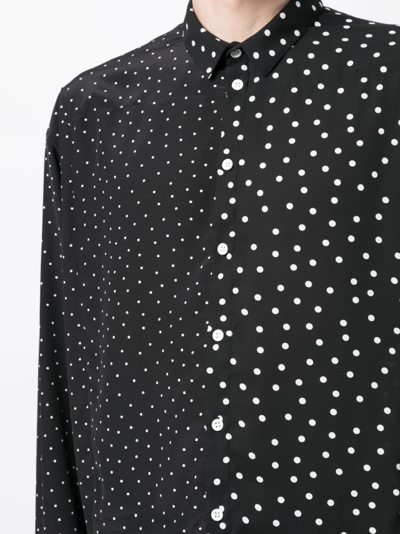 Shop Nicolas Andreas Taralis Polka-dot Long-sleeve Shirt In Black