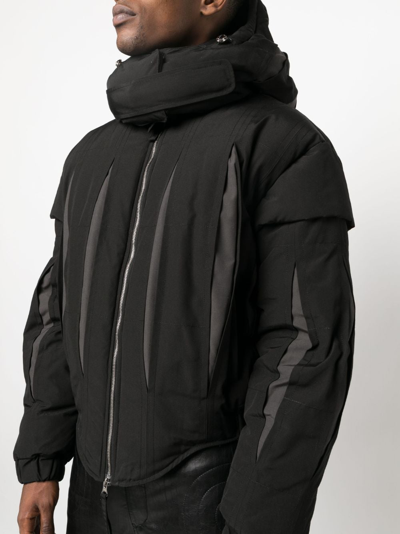 Shop Juntae Kim Hooded Padded Jacket In Black