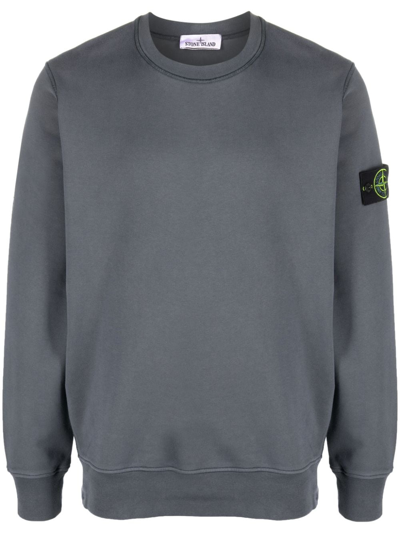 Shop Stone Island Compass-patch Cotton Sweatshirt In Grey