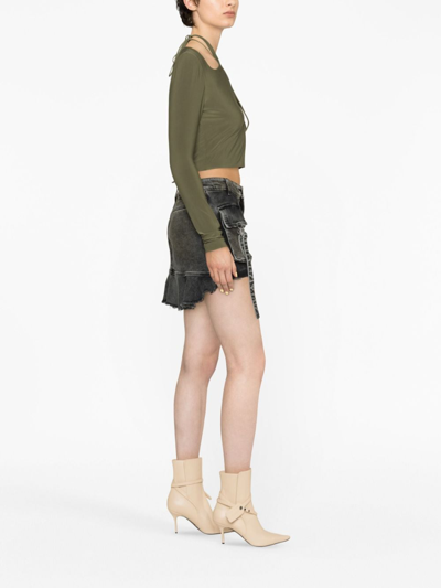Shop Blumarine Asymmetric Denim Cargo Skirt In Grey