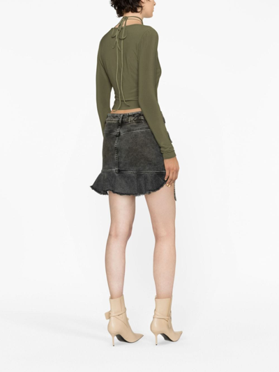 Shop Blumarine Asymmetric Denim Cargo Skirt In Grey