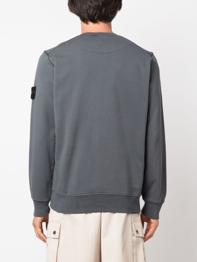 Shop Stone Island Compass-patch Cotton Sweatshirt In Grey