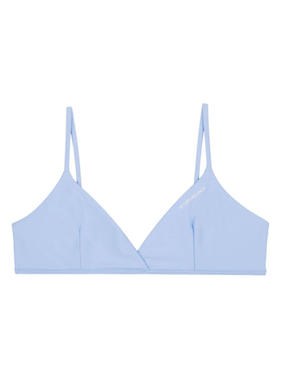Shop Sporty And Rich Brigitte Triangle Bikini Top In Blue