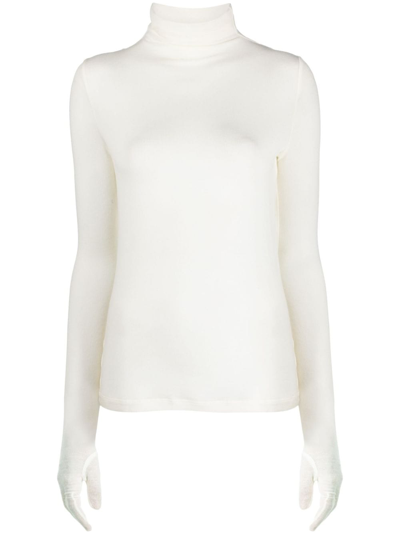 Shop Gia Studios Glove-sleeved Tencel-blend Blouse In White