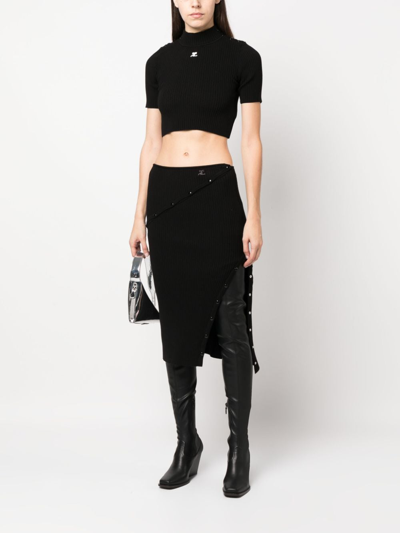 Shop Courrèges Detachable-panel High-waist Skirt In Black