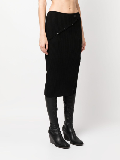 Shop Courrèges Detachable-panel High-waist Skirt In Black