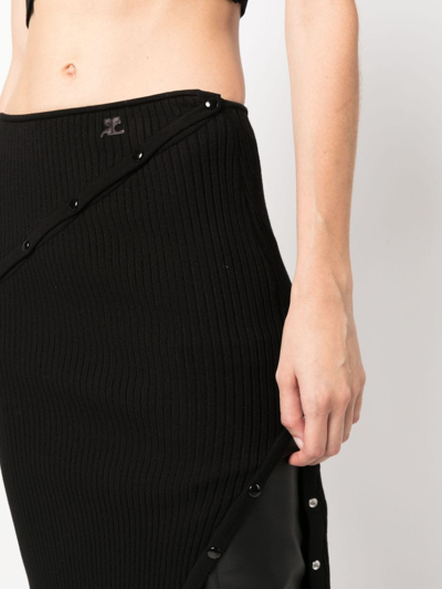 Shop Courrèges Detachable-panel High-waist Skirt In Black