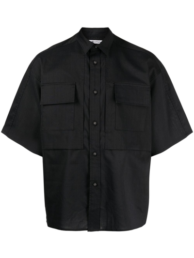 Shop White Mountaineering Chest-pockets Button-up Shirt In Black