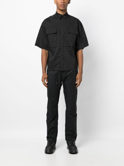 Shop White Mountaineering Chest-pockets Button-up Shirt In Black