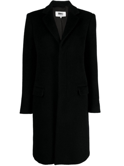 Shop Mm6 Maison Margiela Virgin Wool-mohair Blend Coat In Black