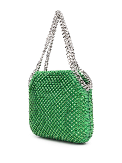Shop Stella Mccartney Mini Falabella Crystal-embellished Tote Bag In Green