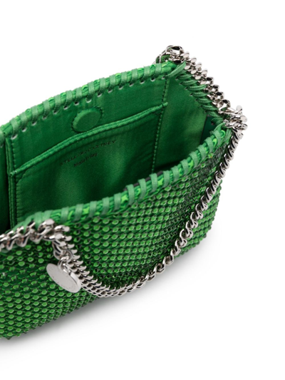 Shop Stella Mccartney Mini Falabella Crystal-embellished Tote Bag In Green