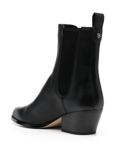 Shop Michael Michael Kors Pointed-toe Leather Ankle Boots In Black