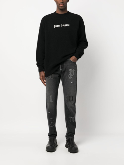 Shop Palm Angels Logo-embroidered Jumper In Black