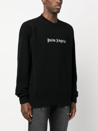 Shop Palm Angels Logo-embroidered Jumper In Black