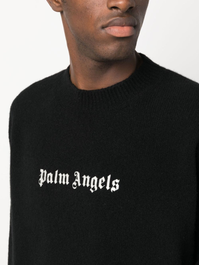 Shop Palm Angels Logo-embroidered Jumper In Black