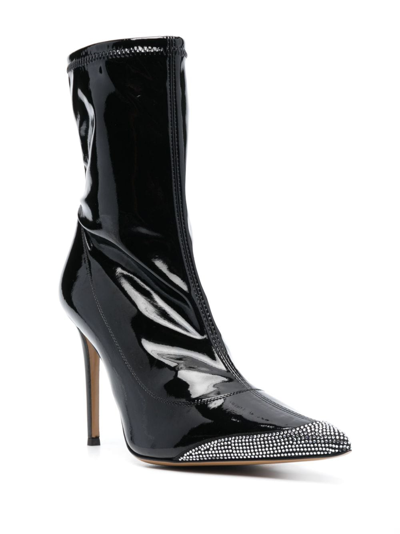 Shop Alexandre Vauthier 105mm Crystal-embellished Patent-leather Boots In Black
