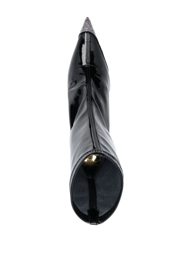 Alexandre Vauthier 105mm Crystal-embellished Patent-leather Boots In Black