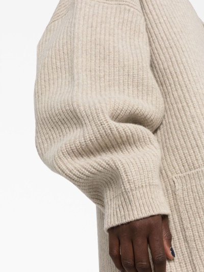 Shop Lemaire Ribbed-knit Wool Cardigan In Grey