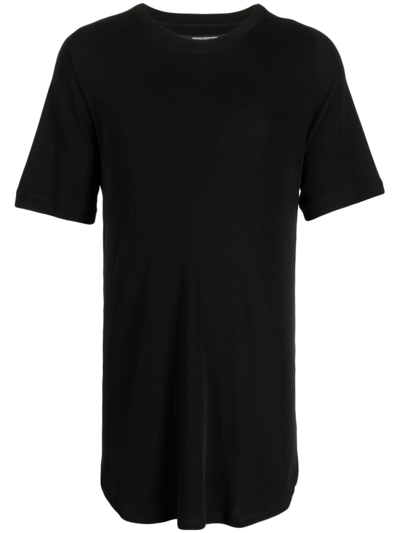 Shop Julius Curved-hem Cotton T-shirt In Black