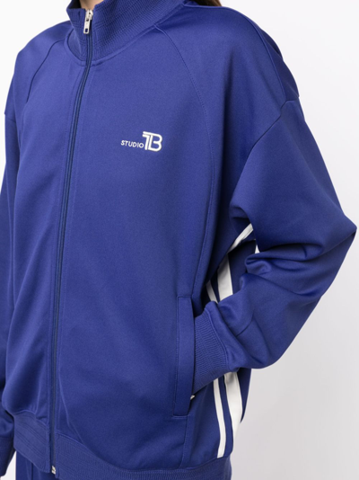 Shop Studio Tomboy Logo-embroidered Track Jacket In Blue
