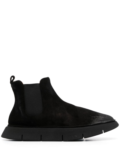 Shop Marsèll Suede Round-toe Slip-on Boots In Black